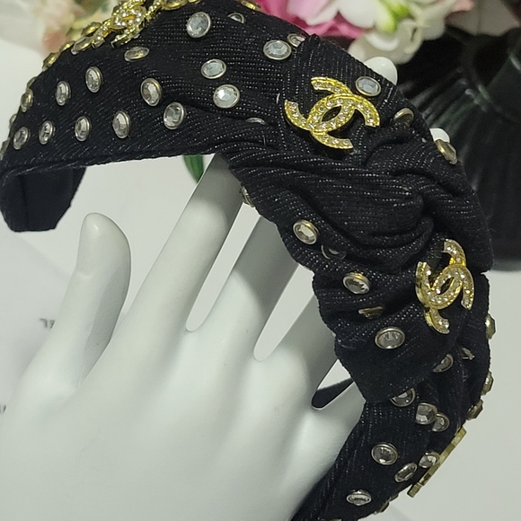Studded Crystal Embellished Denim Headband, Choice Of One - Picture 11 of 12